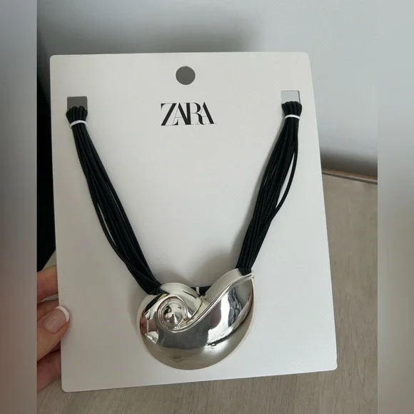 Some 2 bubbles on silver surface Snail shell rope necklace Zara lot #1 - Picture 8 of 14
